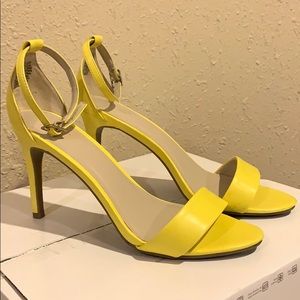 Neon yellow strapped heels
